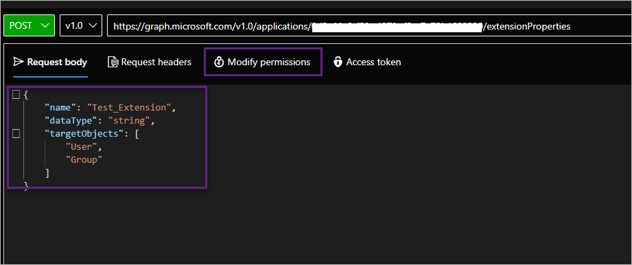 Graph Explorer - POST Request